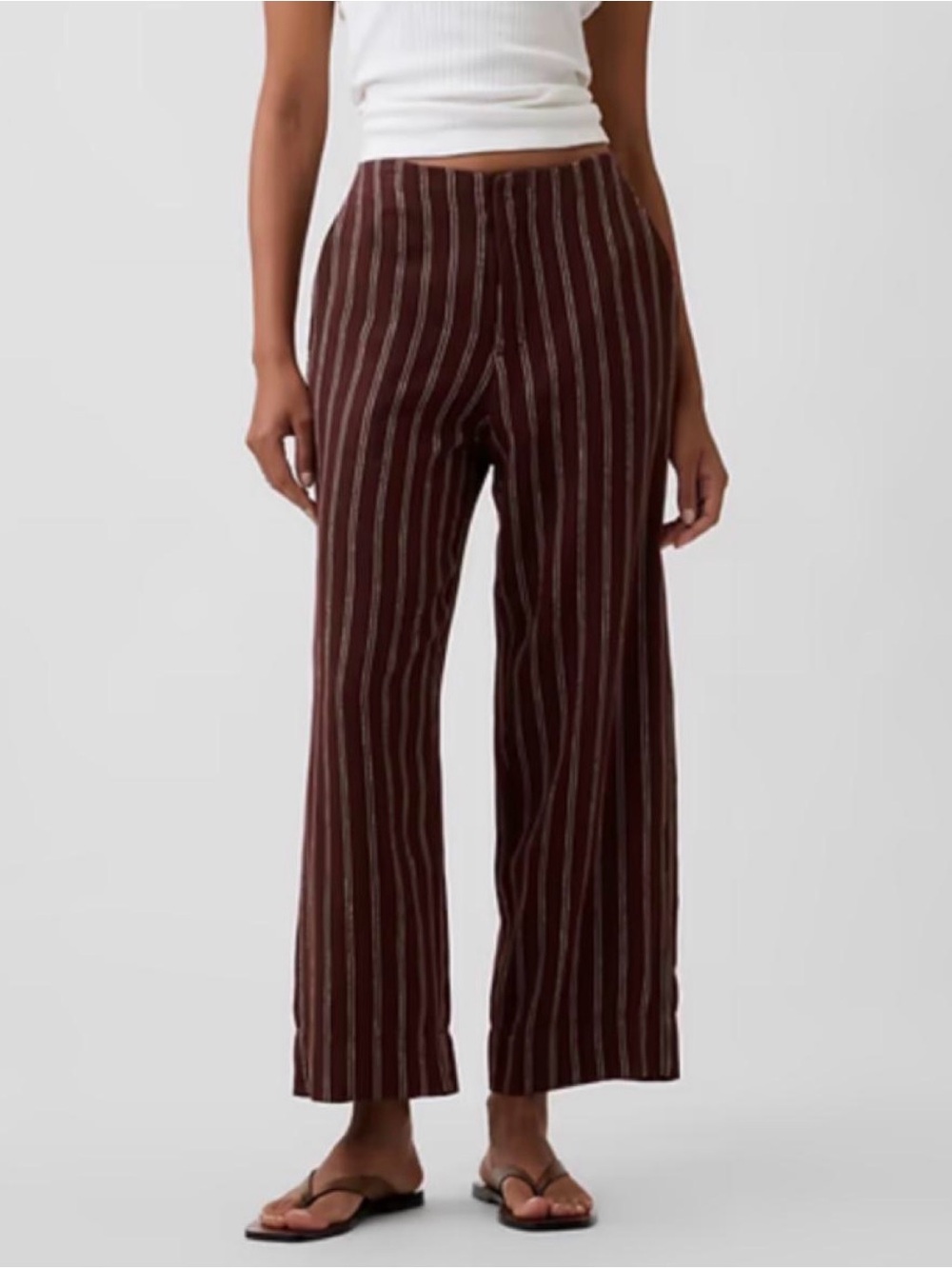Gap Factory Linen Blend Pant, Brown Stripe